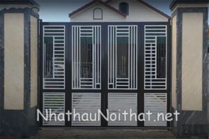 Mẫu cửa cổng sắt hộp 4 cánh đẹp, đơn giản, hiện đại