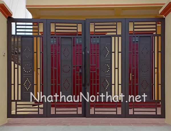 Khám Phá 50 Mẫu Cửa Cổng Sắt 4 Cánh Đẹp, Đơn Giản - Giá Rẻ Bất Ngờ cua cong sat 4 canh 7