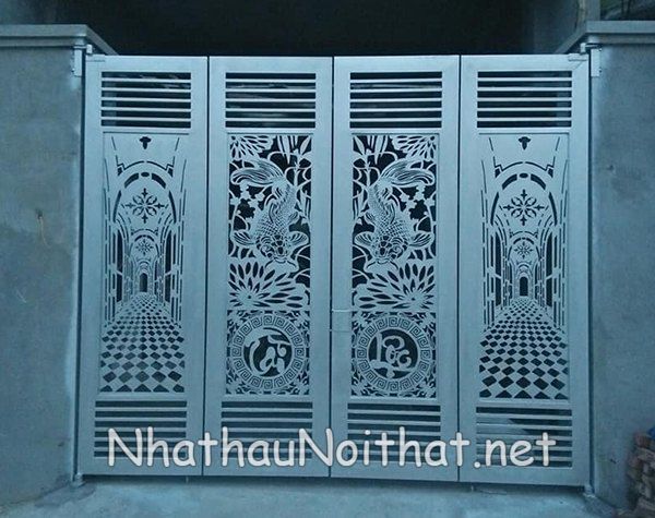 Gợi Ý 50 Mẫu Cửa Cổng Sắt CNC 4 Cánh Đẹp, Hiện Đại – Xem Ngay Báo Giá cua cong sat CNC 4 canh 48