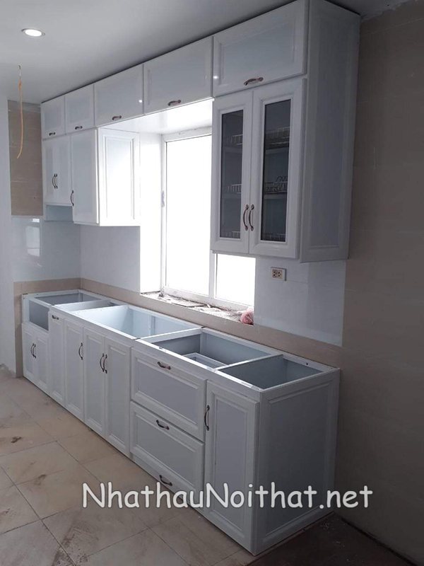 Xem 50 Mẫu Tủ Bếp Nhôm Kính Giá Rẻ Mới Nhất - Giá Chỉ Từ 1,2tr/md tu bep nhom kinh gia re 32