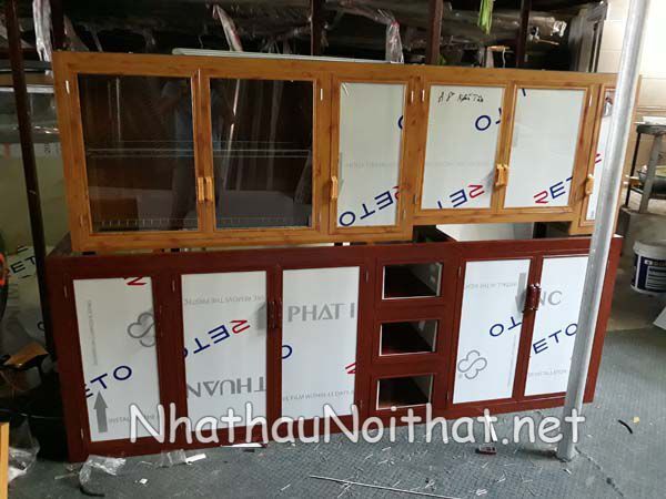 Xem 50 Mẫu Tủ Bếp Nhôm Kính Giá Rẻ Mới Nhất - Giá Chỉ Từ 1,2tr/md tu bep nhom kinh gia re 50