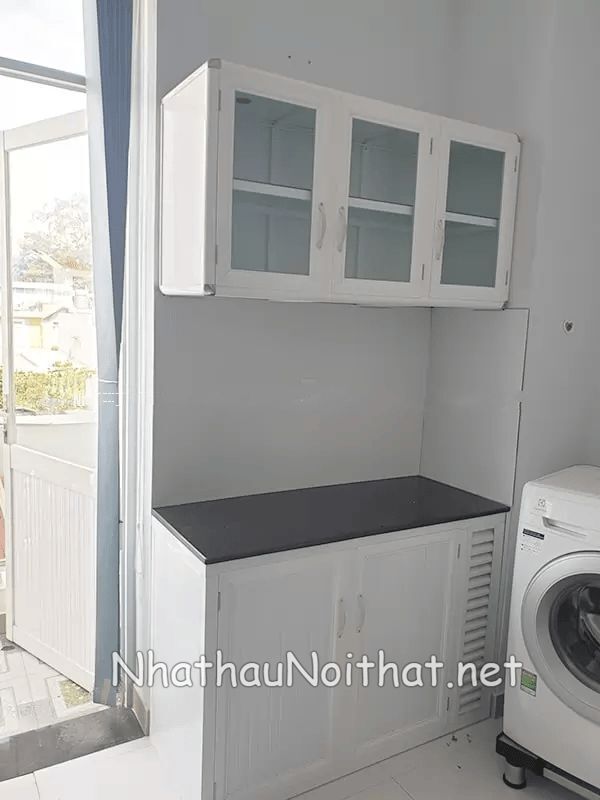 Khám Phá 50 Mẫu Tủ Bếp Nhôm Kính Nhỏ Đơn Giản Đẹp – Giá Rẻ Bất Ngờ! tu bep nhom kinh nho don gian 15